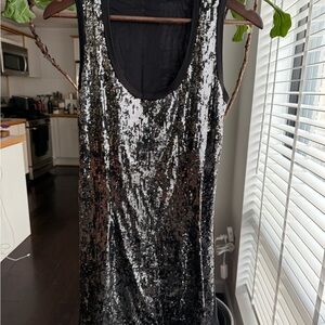 Twin-Set Black and Silver Sequin Tank Top